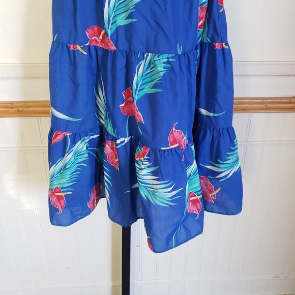 Sand Pebble of Hawaii Womens Sundress Small Blue Anthurium Print 70s USA - Picture 6 of 12